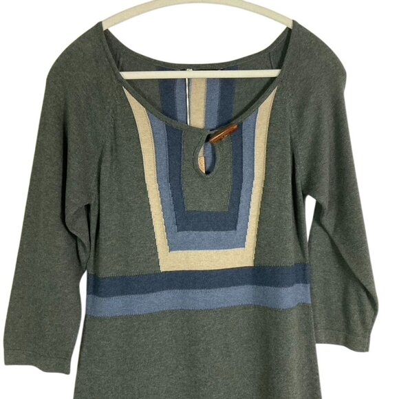 NWT PrAna Yarrah Dress, Medium, Dark Gray Blue Tan Organic Cotton, Toggle - Picture 6 of 15